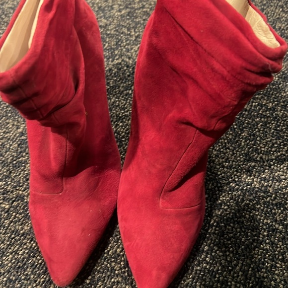 Kristin Cavallari Chinese Laundry Kane Wine Suede Pointed Slouch Ankle Booties - Picture 5 of 5